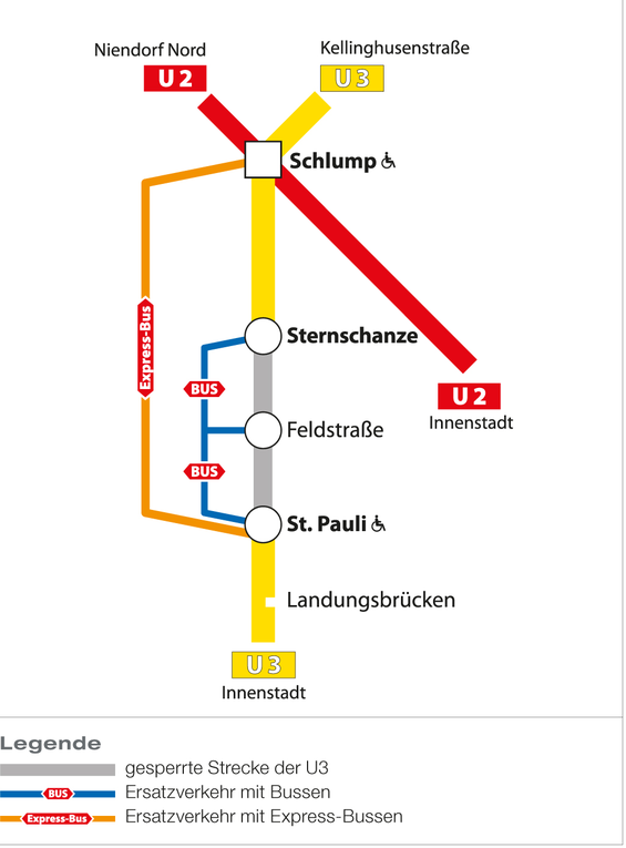 Busersatzverkehr U3-Feldstraße. Foto: Hochbahn