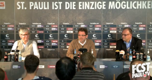 Videocapture von der Pressekonferenz. Bild: fcstpauli.tv