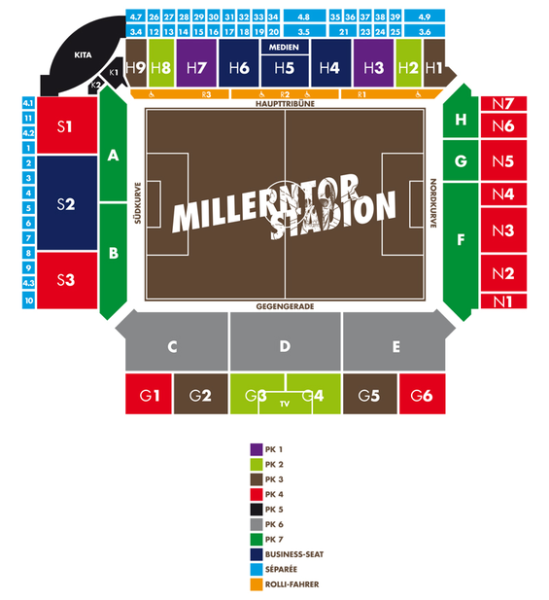 Blockeinteilung und Preisklassen Millerntor. Grafik: fcstpauli.com