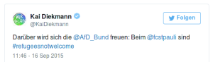 Darüber wird sich die @AfD_Bund freuen: Beim @fcstpauli sind #refugeesnotwelcome