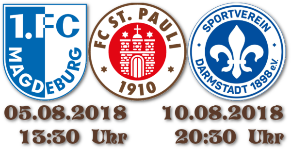 1. Spieltag: Magdeburg - FCSP am 05.08. um 13:30 Uhr. 2. Spieltag: FCSP - Darmstadt am 10.08. um 20:30 Uhr.