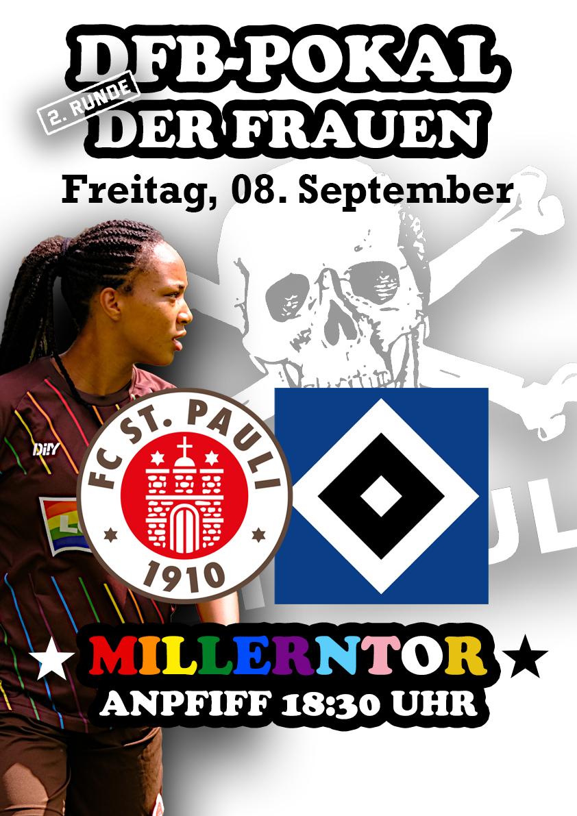 Die Grafik zeigt eine Fußballerin der 1. Frauen vom FC St. Pauli zusammen mit den Daten des Spiels.